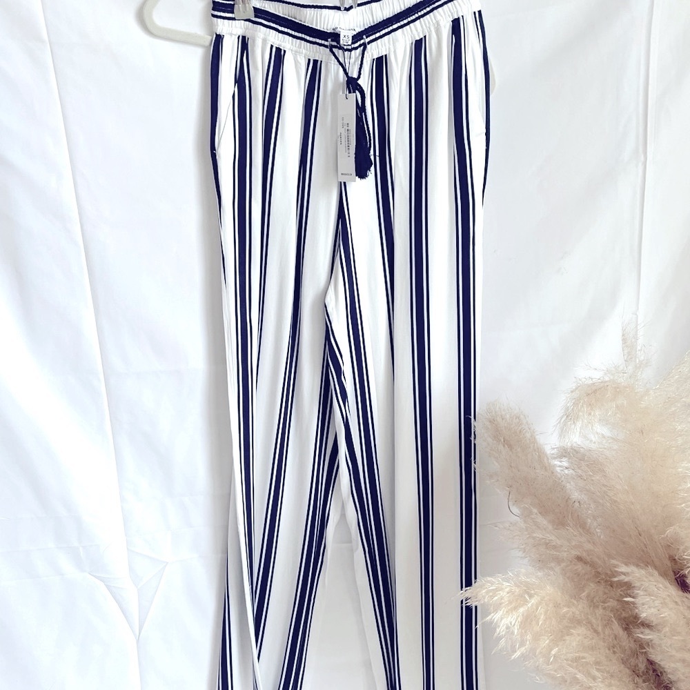 BB Dakota the perfect summer flowy pants navy & white nautical XS NWT